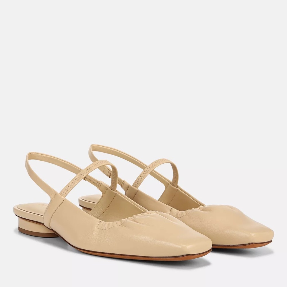 Vince Venice Slingback Flat Macadamia Leather (size 9).